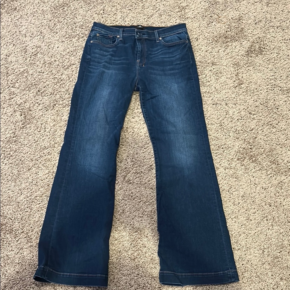 7 For All Mankind Blue Flare Wide Leg Jeans